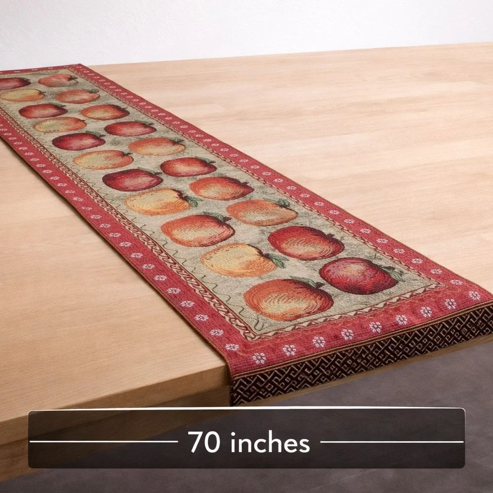 Apple Tapestry Table Runner Fall Kitchen Decor 70x13 Inch‎ Vintage Style